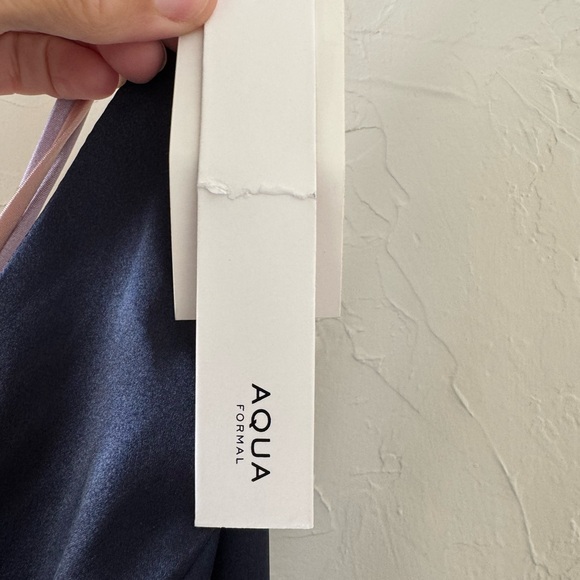 NWT Aqua Lace-up Gown (navy/blush) - Picture 6 of 9